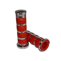 PUÑOS Mod. ROUND  Ø 22/24  CROMADO combinado ROJO -JUEGO-