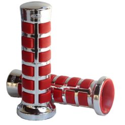 PUÑOS Mod. SQUARE  Ø 22/22 p/bICI  CROMADO combinado ROJO -JUEGO-