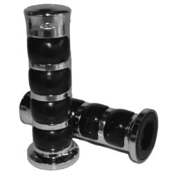 PUÑOS Mod. ROUND  Ø 22/22 p/ BICICLETA  CROMADO combinado NEGRO -JUEGO-
