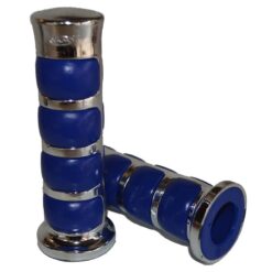 PUÑOS Mod. ROUND  Ø 22/22 p/ BICICLETA  CROMADO combinado AZUL -JUEGO-