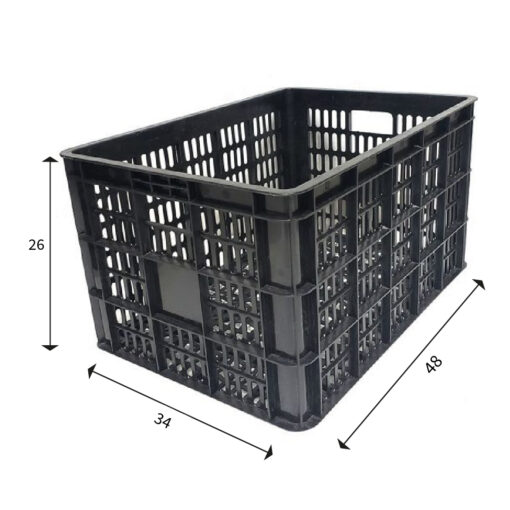 CANASTO PLASTICO MULTIUSO APILABLE REFORZADO CON VENTILACIÓN 48X34X26 NEGRO - Imagen 2